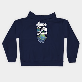 Love My Planet  earth day 2024 gift april 22 Cute Teacher  Lover Rainbow Kids Hoodie